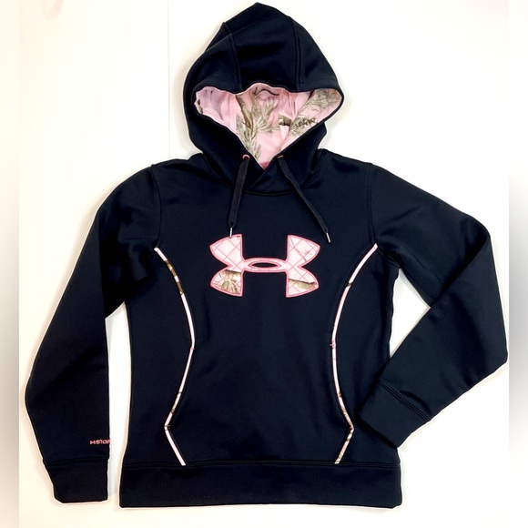 Under Armour Tops - Ladies size small. Under Armour hoodie. Black / pink camouflage